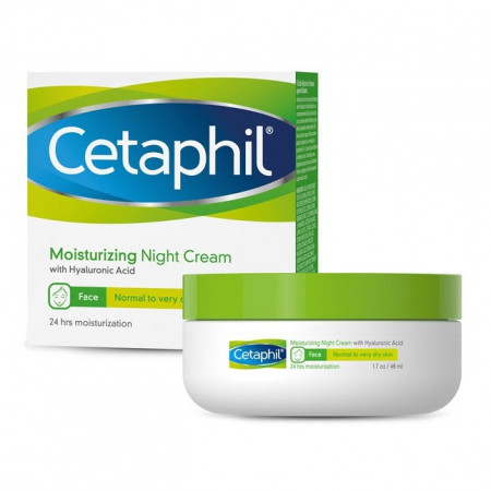 Cetaphil, krem nawilżający do twarzy z kwasem hialuronowym, na noc, 48 ml