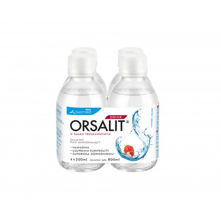 Orsalit drink, płyn elektrolity, smak truskawkowy, 4 x 200 ml