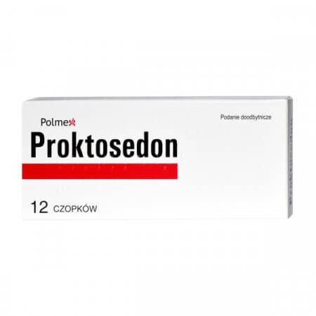 Proktosedon, czopki doodbytnicze, 12 czopków  na hemoroidy