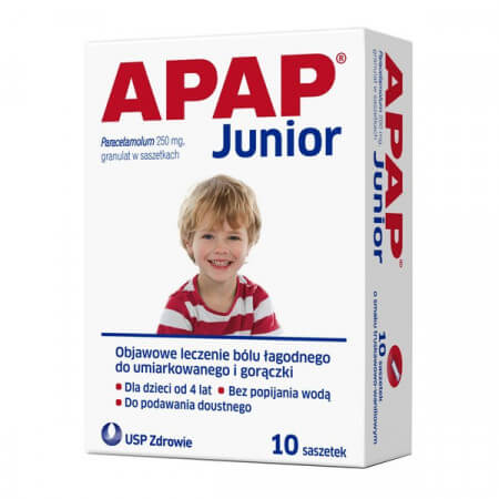 Apap Junior, Paracetamol 250 mg, granulat, 10 saszetek