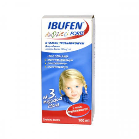 Ibufen dla dzieci forte o smaku truskawkowym, (200mg/5ml) 100 ml