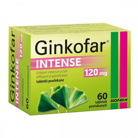 Ginkofar Intense, na pamięć  120 mg, 60 tabletek