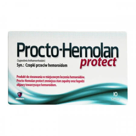 Procto-Hemolan Protect, czopki na hemoroidy 10 szt.