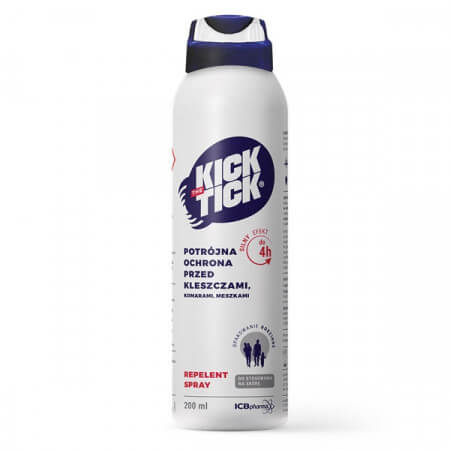 Kick the Tick, Max Repelent Plus, spray przeciw kleszczom, komarom i meszkom, 200ml