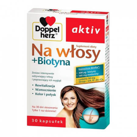 Doppelherz aktiv Na włosy + Biotyna, 30 kapsułek