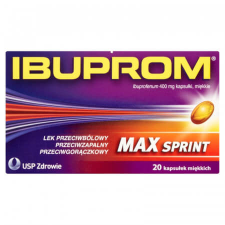 Ibuprom MAX Sprint Ibuprofen 400mg , 20 kapsułek
